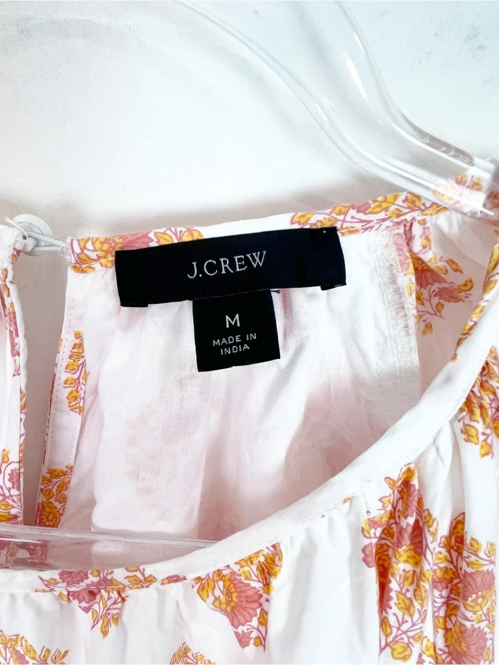 J. CREW WHITE LONG SLEEVE FIT & FLARE DRESS ORANGE FLORAL PRINT SZ MEDIUM